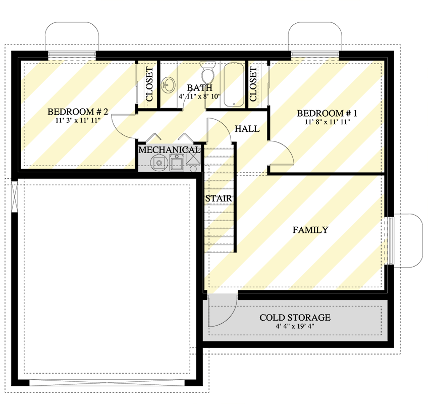 Plan 61643UT: Traditional Two-Story House Plan with Split Bedroom Design - Floor Plan - Optional Lower Level - Traditional