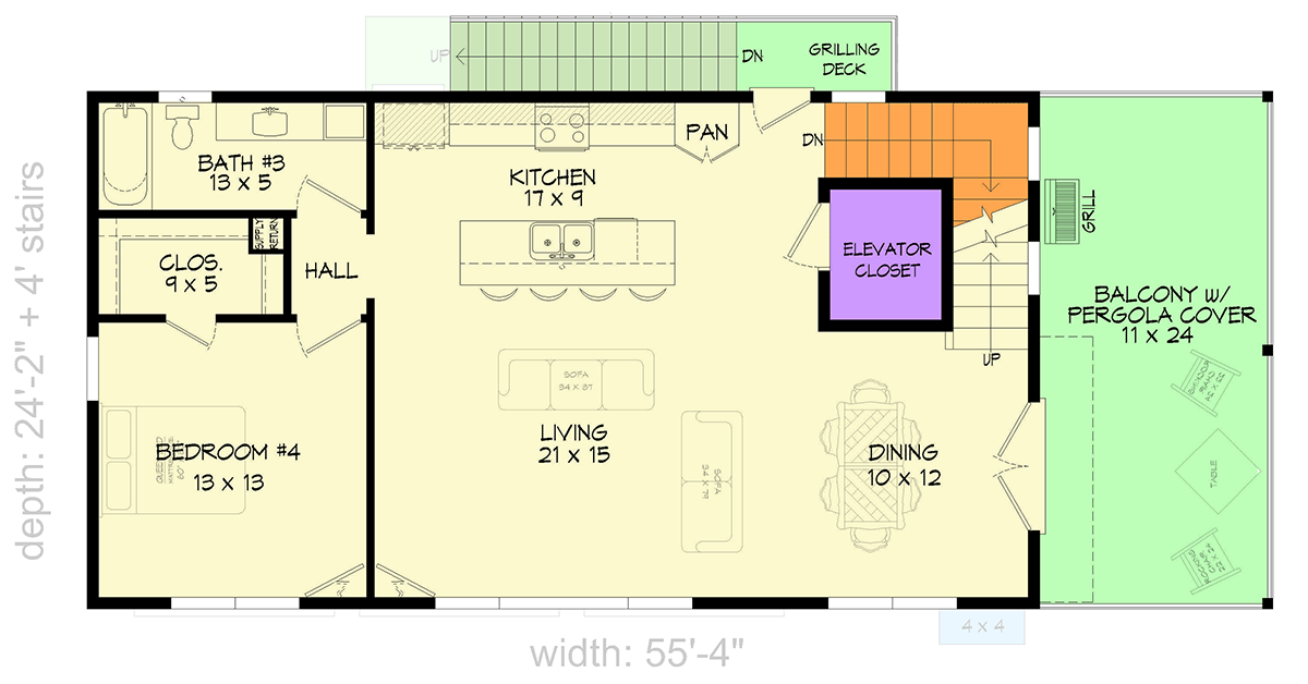 Plan 680582VR: Modern Coastal Retreat with Elevator and Scenic Mezzanine - Floor Plan - 2nd Floor - Coastal, Contemporary