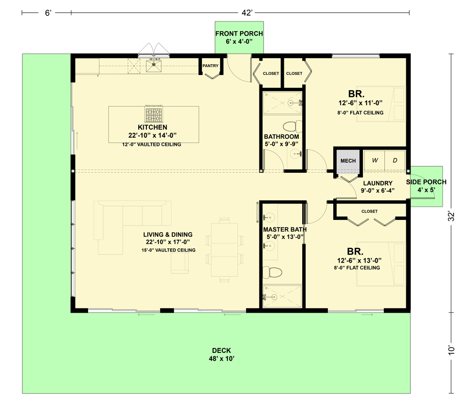 Plan 337011JUN: Modern Home Plan with Split Bedrooms and Loft - Floor Plan - Main Level - Mid Century Modern, Modern
