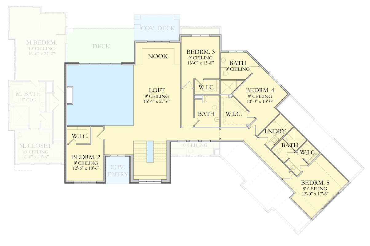 Plan 490153NAH: Two-Story Farmhouse Plan with Game Room and Loft - Floor Plan - 2nd Floor - Farmhouse, New American