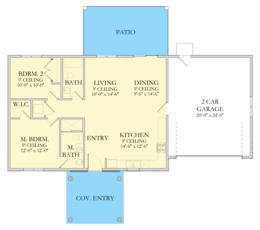 Plan 490158NAH: Two-Bedroom Modern Home Plan with Spacious Porches - Floor Plan - Main Level - Florida-Style, Modern
