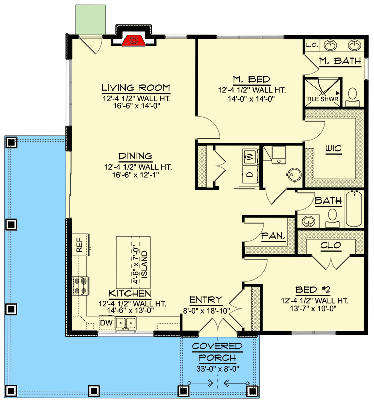 Plan 135371GRA: Compact Mountain House Plan with Wrap-Around Porch - Floor Plan - Main Level - Country, Mountain, New American