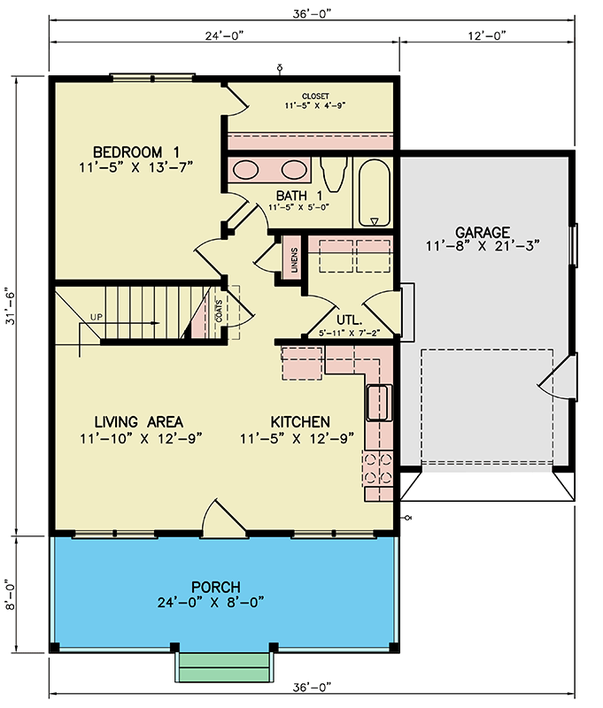 Plan 25918GE: 3-Bed Craftsman House Plan with Optionally Finished Bonus Room - Floor Plan - Main Level - Craftsman, New American, Traditional