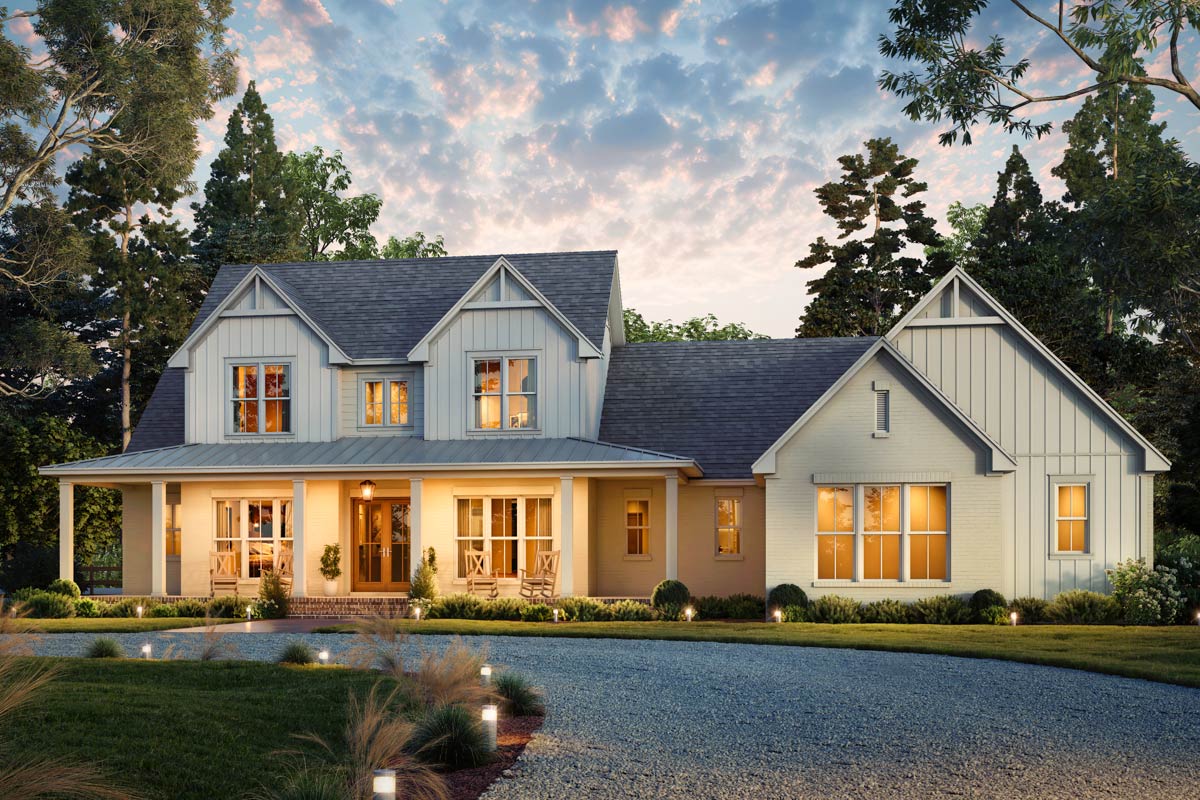 Plan 52008HZ: Two-Story Modern Farmhouse with Outdoor Living and 5 Bedrooms