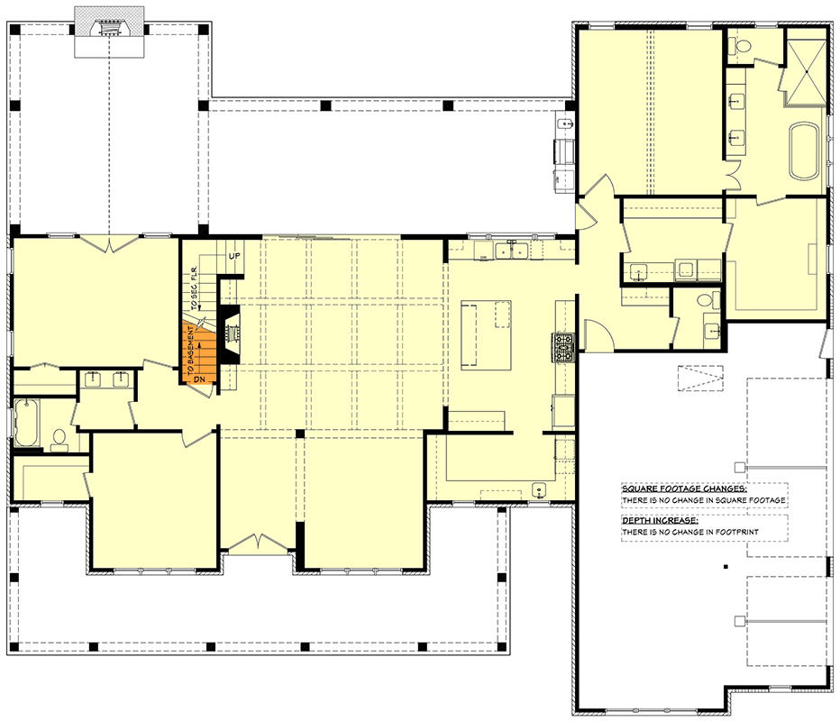 Plan 52008HZ: Two-Story Modern Farmhouse with Outdoor Living and 5 Bedrooms - Floor Plan - Lower Level - Basement Stair Location - Country, Modern Farmhouse, New American