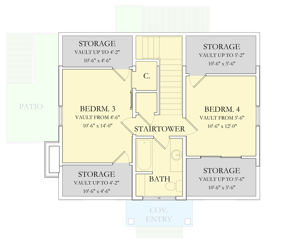 Plan 490169NAH: Mountain Style Cabin Plan with Five Bedrooms - Floor Plan - 2nd Floor - Cabin, Mountain, Rustic