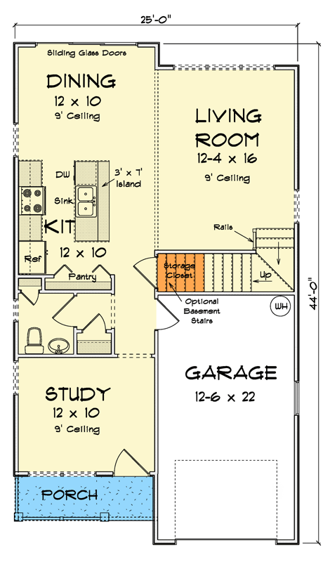 Plan 52447WM: Traditional 3-Bedroom Home with Upstairs Master Suite - Floor Plan - Main Level - Traditional