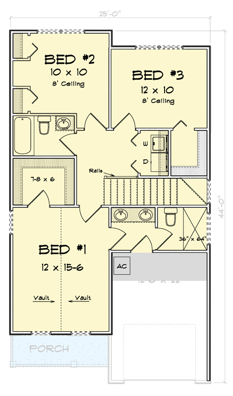 Plan 52447WM: Traditional 3-Bedroom Home with Upstairs Master Suite - Floor Plan - 2nd Floor - Traditional
