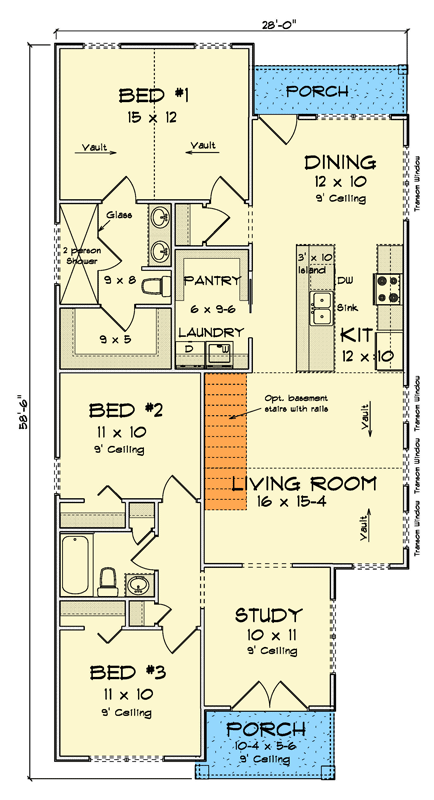 Plan 52452WM: Cottage Plan with Split Bedrooms and Pantry - Floor Plan - Main Level - Cottage, Country