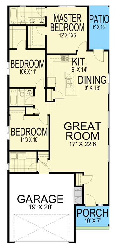 Plan 267091SPK: Contemporary Mountain Ranch with Open Concept Living Design - Floor Plan - Main Level - Contemporary, Mountain, Ranch