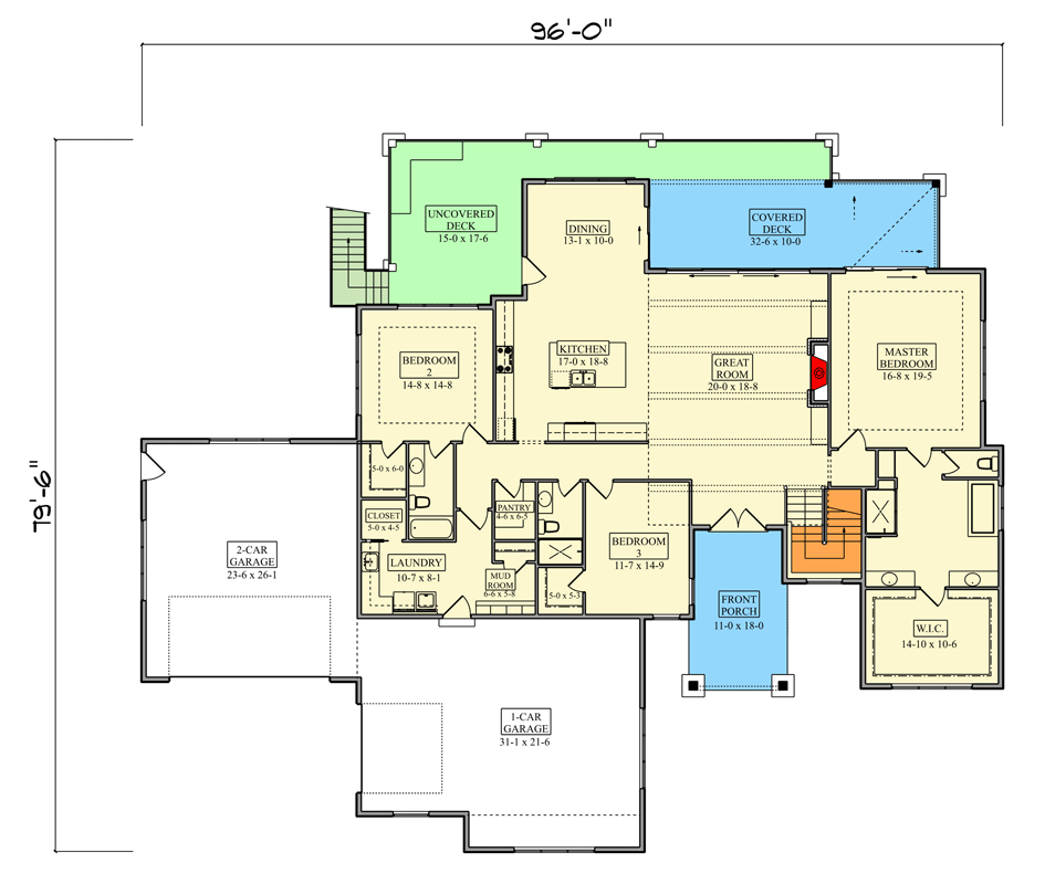 Plan 95280RW: Expansive Mountain House Plan with Home Theater - Floor Plan - Main Level - Contemporary, Mountain, Prairie