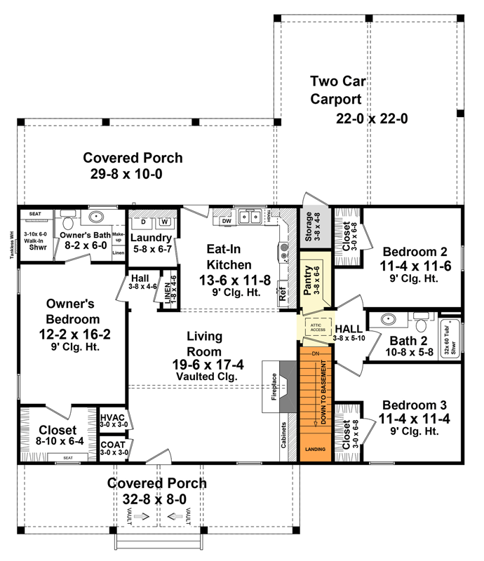 Plan 51244MM: Country Cottage House Plan with Expansive Porches - Floor Plan - Main Level with Optional Basement, Pantry and Storage - Cottage, Country, Craftsman, Traditional