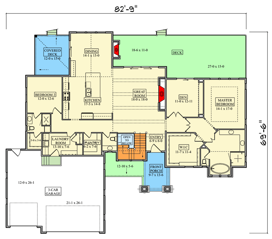 Plan 95282RW: Expansive Hill Country House Plan with Outdoor Fireplace - Floor Plan - Main Level - Hill Country