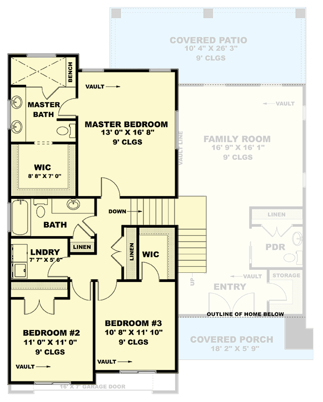 Plan 506052BRY: Contemporary Two-Story House Plan with Vaulted Family Room - Floor Plan - 2nd Floor - Contemporary