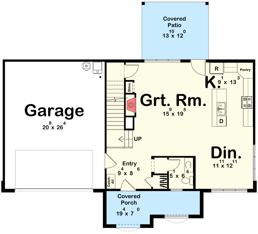 Plan 623536DJ: Two-Story European Victorian House Plan with Optional Lower Level - Floor Plan - Main Level - Slab/Crawl Option ($ Paid Option) - European, Victorian