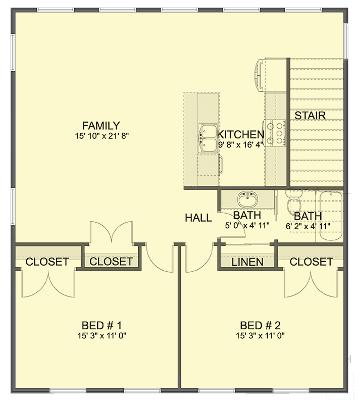 Plan 61648UT: Compact Carriage House Plan with Spacious 2-Car Garage - Floor Plan - 2nd Floor - Carriage, Traditional