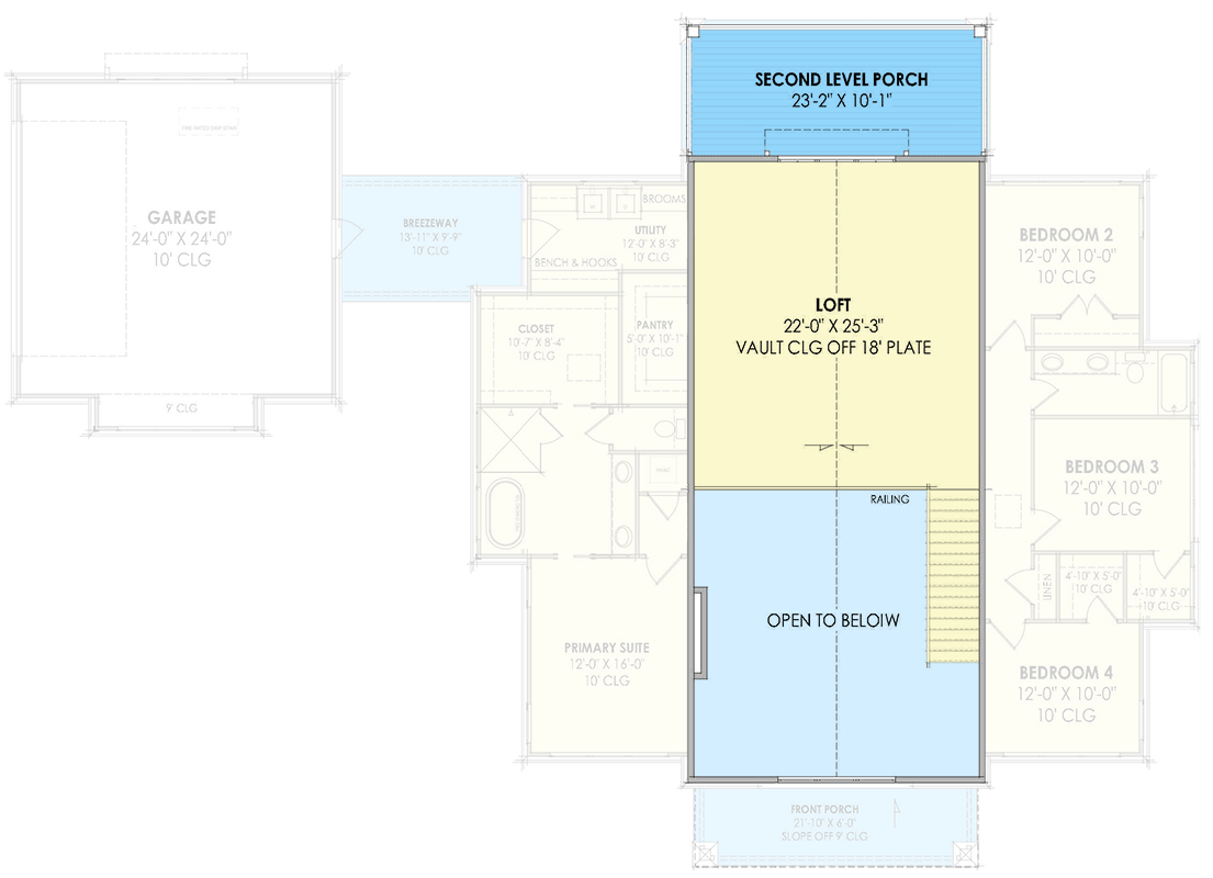 Plan 818173JSS: Two-Story Modern Farmhouse with Loft and Breezeway - Floor Plan - 2nd Floor - Farmhouse, Modern Farmhouse, Rustic