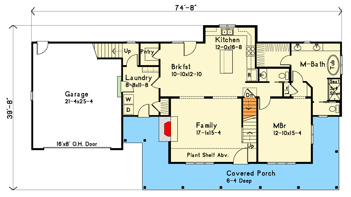 Plan 22017SL: Four-Bedroom Farmhouse Plan with Wrap Around Porch - Floor Plan - Main Level - Country, Farmhouse