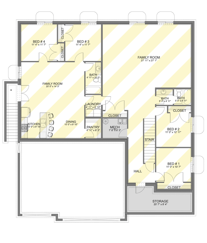 Plan 61651UT: Split Bedroom Ranch Home Plan with In-Law Suite and Spacious Basement - Floor Plan - Optional Unfinished Basement Level - Craftsman, Ranch