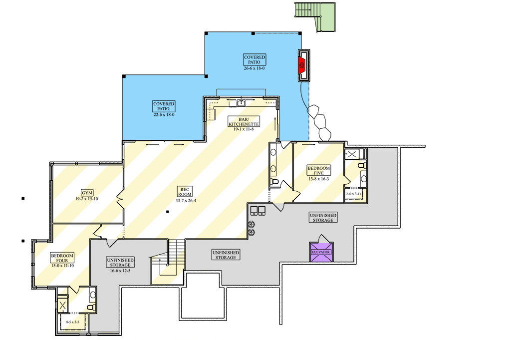 Plan 95297RW: Luxury Hill Country House Plan with Outdoor Kitchen and Elevator - Floor Plan - Optional Lower Level - Hill Country
