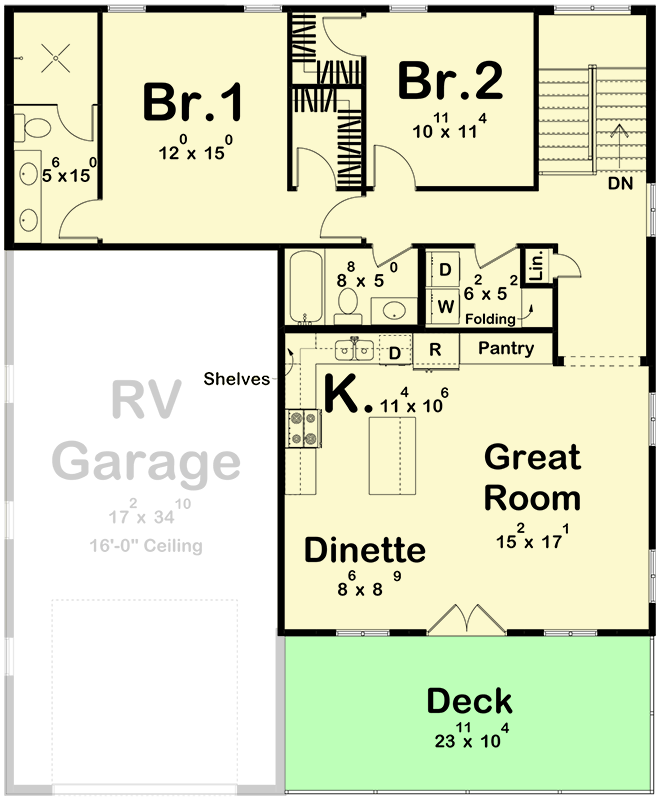 Plan 623543DJ: Modern Farmhouse Carriage House Plan with RV Garage and Upstairs Living - Floor Plan - 2nd Floor - Carriage, Modern Farmhouse, New American