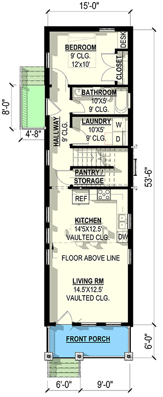 Plan 405026FDC: Narrow Lot Cottage House Plan with Two-Story Great Room and Loft - Floor Plan - Main Level - Cottage, Country, Traditional