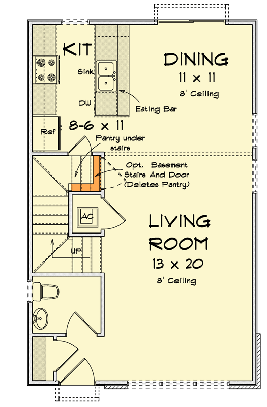 Plan 52463WM: Sleek Modern 3 Bed House Plan with Upstairs Master Suite - Floor Plan - Main Level - Contemporary, Modern