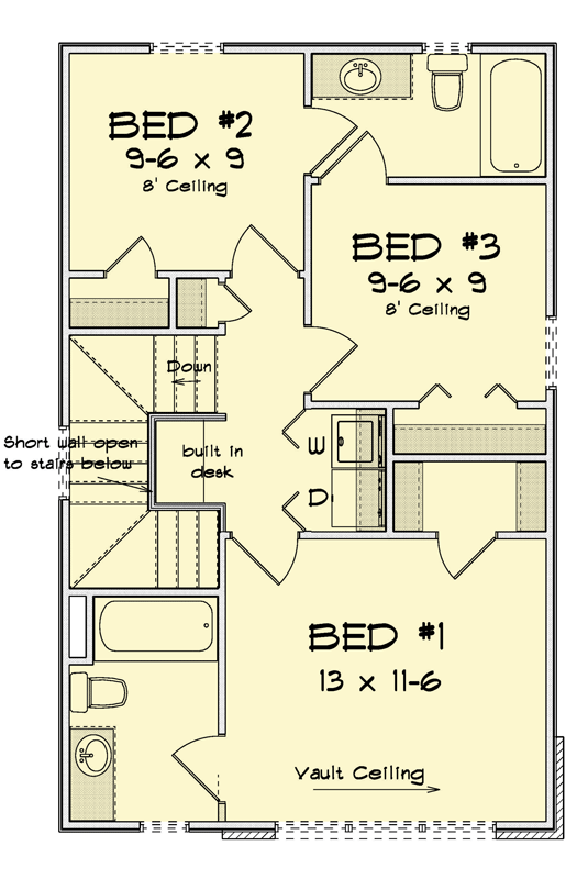 Plan 52463WM: Sleek Modern 3 Bed House Plan with Upstairs Master Suite - Floor Plan - 2nd Floor - Contemporary, Modern