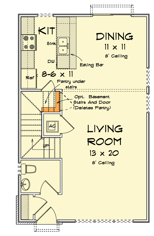 Plan 52465WM: Contemporary 3 Bed Plan with Upstairs Laundry and Master Suite - Floor Plan - Main Level - Contemporary, Traditional