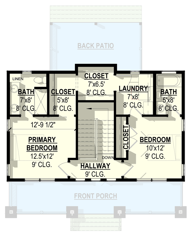 Plan 405034FDC: Modern Farmhouse Plan with Covered Porch & Upstairs Laundry - Floor Plan - 2nd Floor - Craftsman, Farmhouse