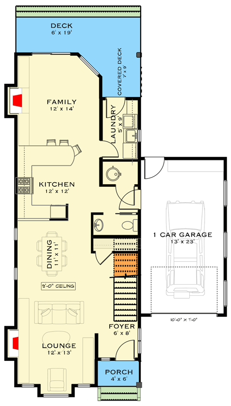 Plan 147047RML: Chic 2-Bed House Plan with Home Office and Split Bedroom Layout - Floor Plan - Main Level - Farmhouse, Modern, New American