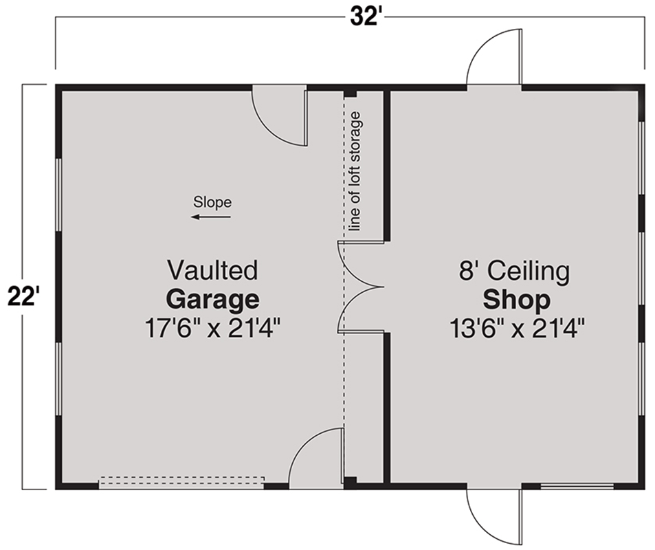 Plan 720139DA: Craftsman-Inspired Stone Garage House Plan with Vaulted Bay and Workshop - Floor Plan - Main Level - Traditional