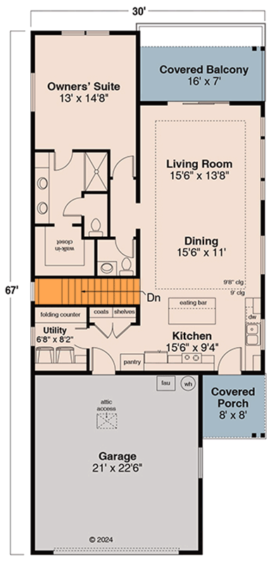 Plan 720140DA: Modern Country Cottage House Plan with Master-on-Main and Walkout - Floor Plan - Main Level - Cottage, Country