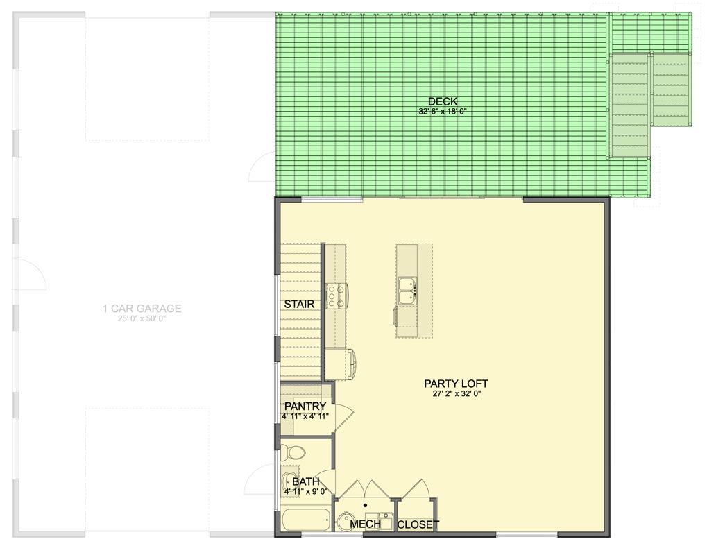 Plan 61657UT: Sleek Modern Garage Plan with Workshop and Party Loft - Floor Plan - 2nd Floor - Modern