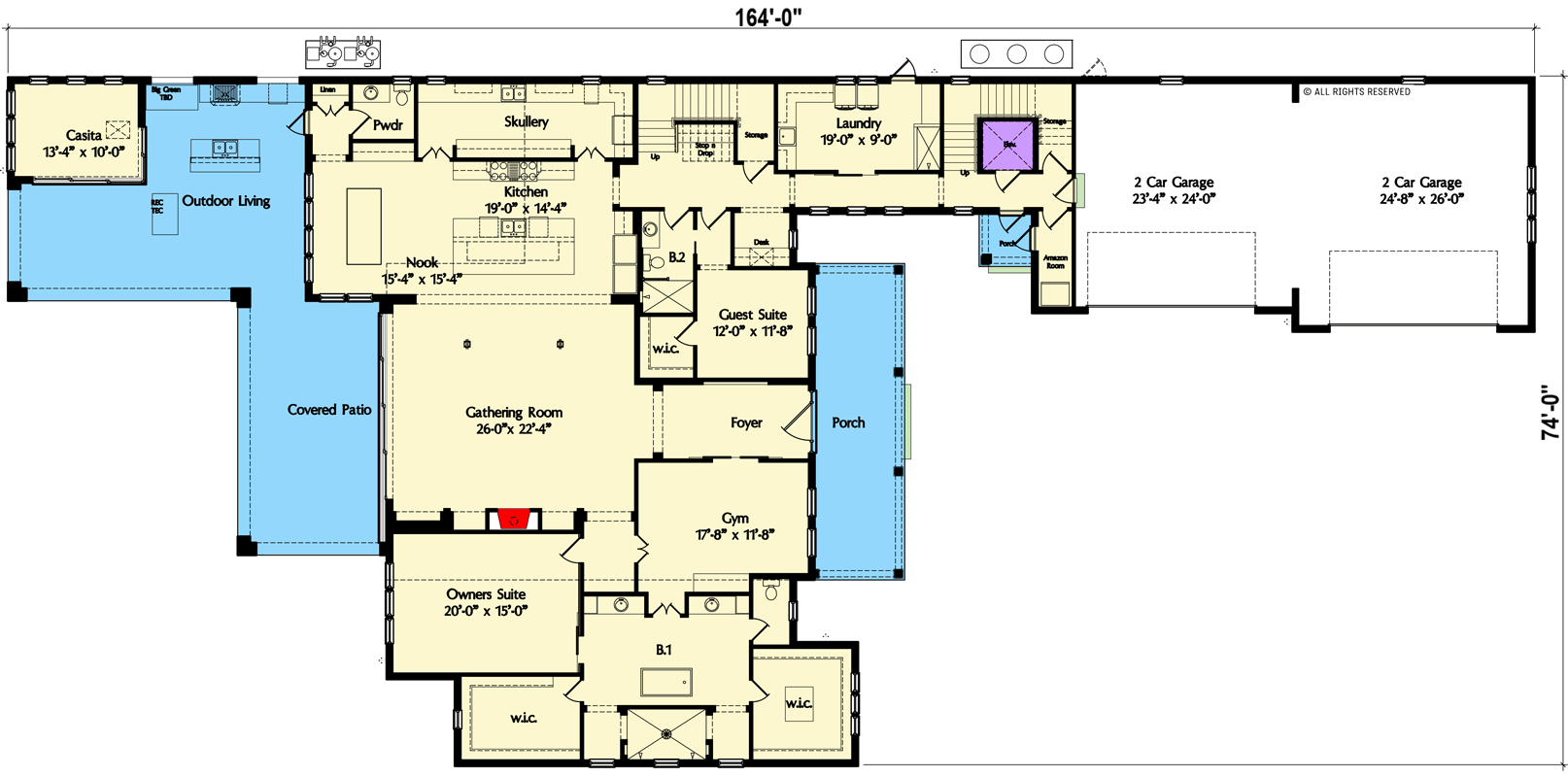 Plan 42040MJ: Grand Modern Farmhouse House Plan with Casita and 2nd Floor In-Law Suite - 7500 Sq Ft - Floor Plan - Main Level - Country, Modern Farmhouse, New American, Traditional