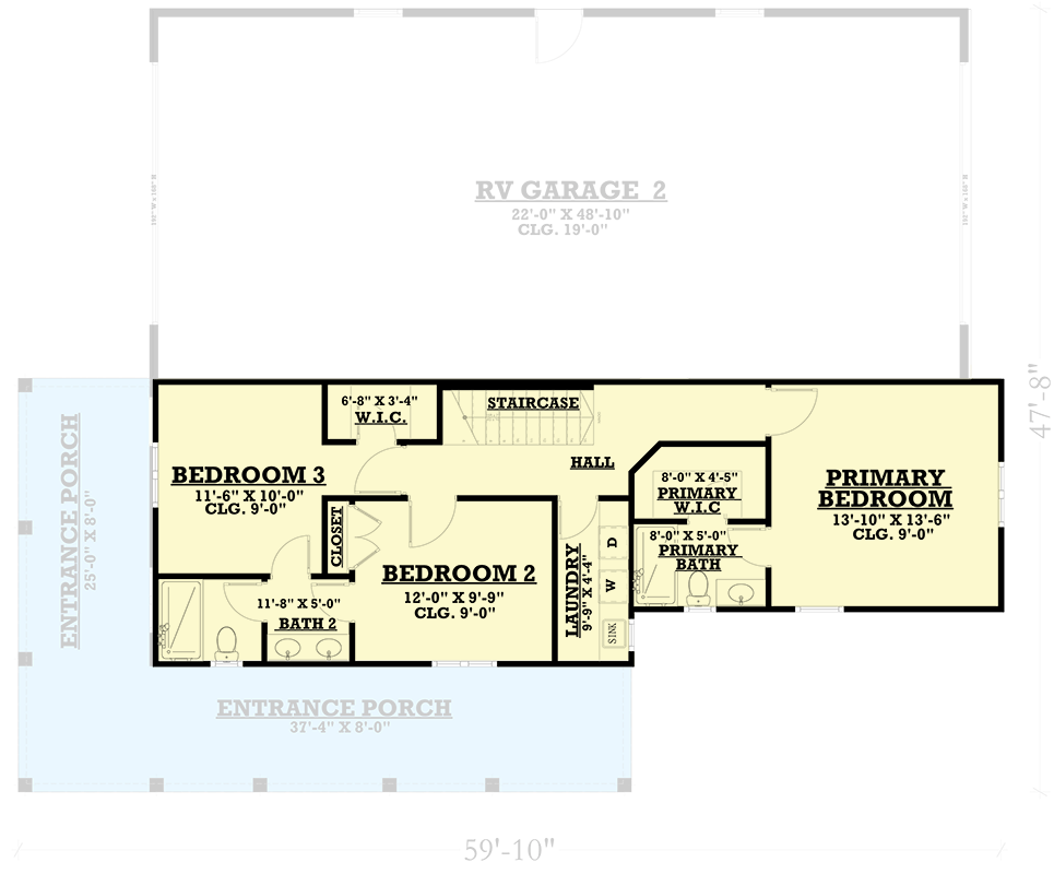 Plan 850013PKE: Stylish Barndominium House Plan with RV Garage and Wrap-Around Porch - Floor Plan - 2nd Floor - Barndominium