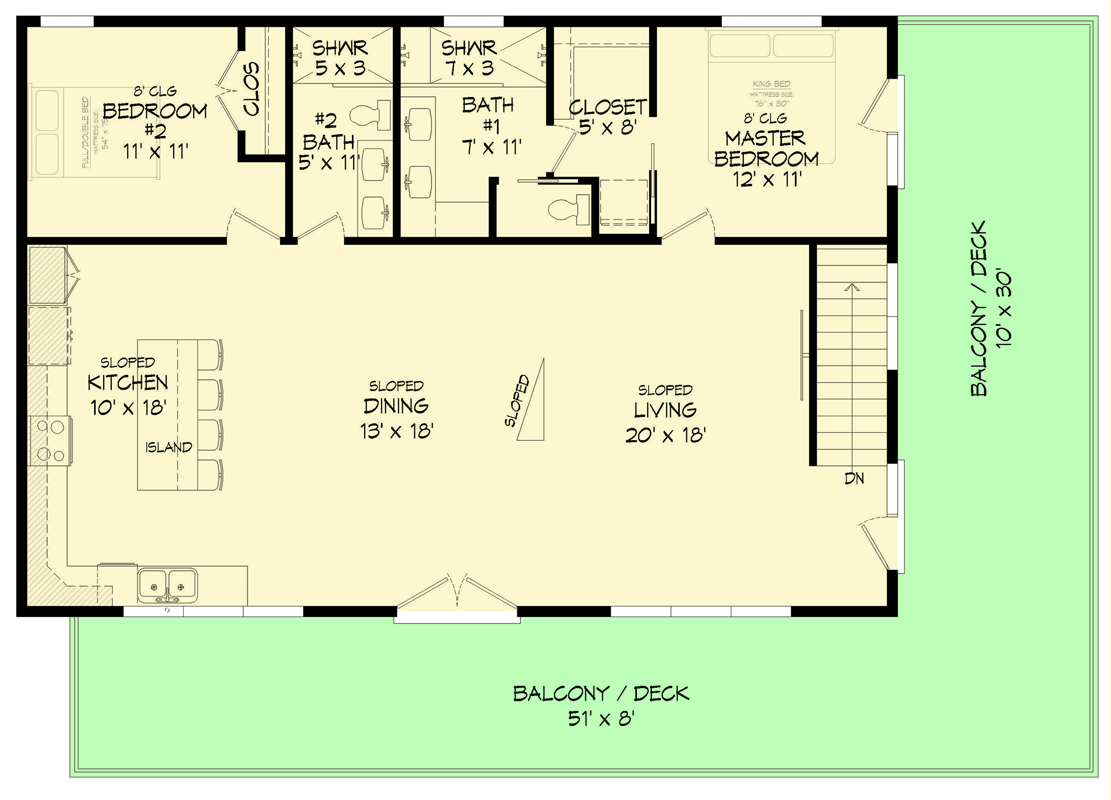 Plan 680604VR: Sleek Modern 3-Bed House Plan with Workshop and Wraparound Deck - Floor Plan - 2nd Floor - Contemporary, Modern