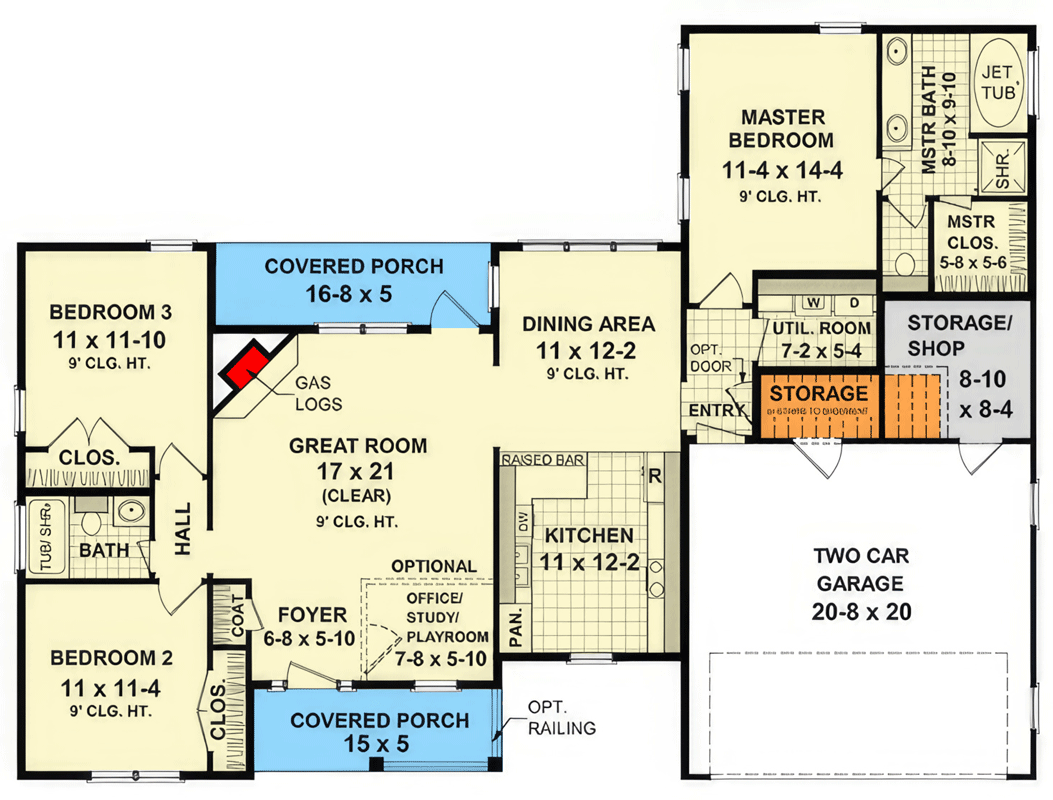 Plan 51277MM: Inviting Craftsman House Plan with Split Bedrooms and Flexible Office Space - Floor Plan - Main Level - Country, Craftsman, Ranch