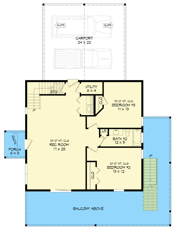 Plan 680606VR: Modern 3-Bed House Plan with Upstairs Master Suite and Game Room - Floor Plan - Main Level - Contemporary, Modern