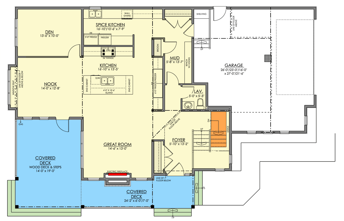 Plan 81881AB: Modern Farmhouse House Plan with Wrap-Around Porch and Flexible Living Spaces - Floor Plan - Main Level - Modern Farmhouse, New American