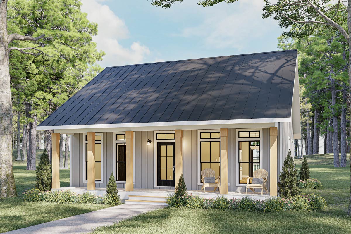 Plan 25070DH: 3-Bed Country Cottage House Plan with Flex Room and Porch