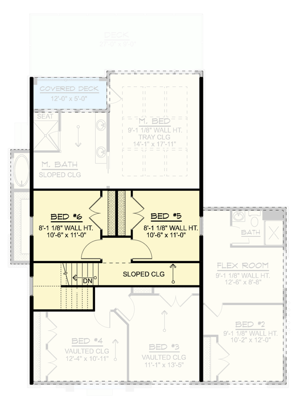 Plan 135383GRA: Modern Farmhouse House Plan with 6 Beds, Flex Room and Walkout Basement - Floor Plan - Loft Level - Colonial, Contemporary, Modern Farmhouse