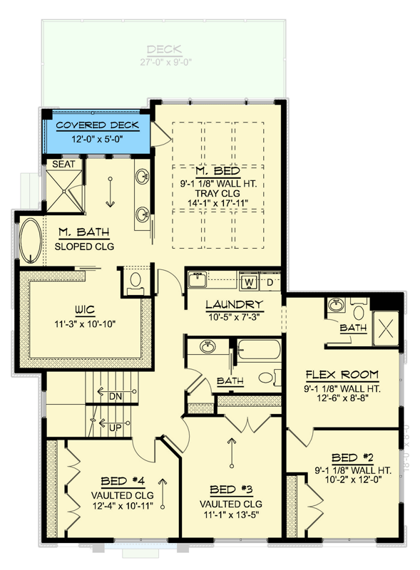 Plan 135383GRA: Modern Farmhouse House Plan with 6 Beds, Flex Room and Walkout Basement - Floor Plan - 2nd Floor - Colonial, Contemporary, Modern Farmhouse