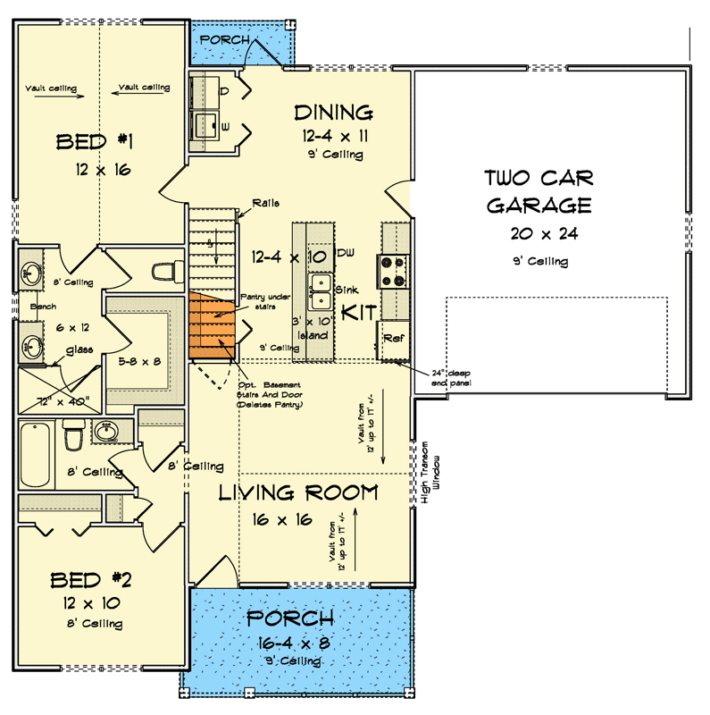 Plan 52470WM: New American House Plan with Main-Level Master and 2-Car Garage - Floor Plan - Main Level - Craftsman, New American