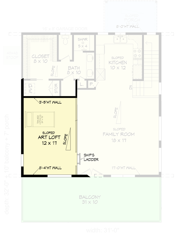 Plan 680612VR: Contemporary House Plan with Loft, Balcony, 2-Car Garage - Floor Plan - 3rd Floor - Contemporary, Vacation
