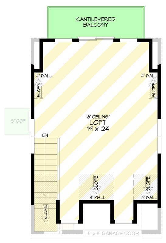 Plan 680613VR: Versatile Detached 1-Car Garage House Plan with Loft and Balcony - Floor Plan - 2nd Floor - Craftsman