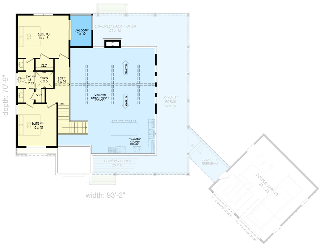 Plan 680616VR: Farmhouse House Plan with Master on Main and Wrap-Around Porch - Floor Plan - 2nd Floor - Cabin, Cottage, Farmhouse