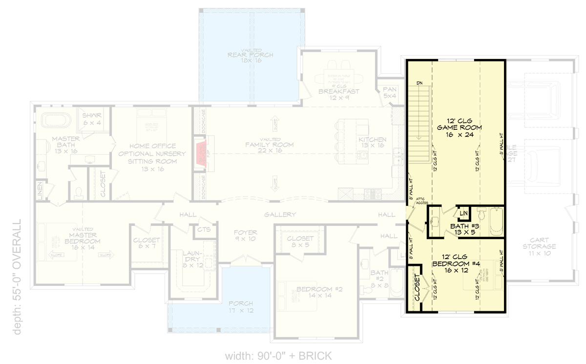 Plan 680617VR: Modern Farmhouse House Plan with Game Room and Main Level Master Suite - Floor Plan - 2nd Floor - Farmhouse, Modern Farmhouse, New American