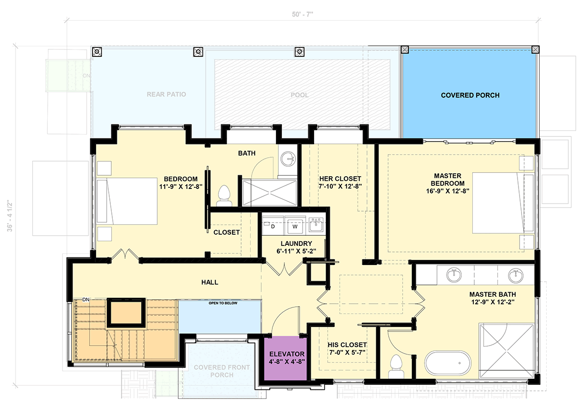 Plan 30095RT: Contemporary House Plan: 3 Beds, Elevator, Pool, Media - Floor Plan - 2nd Floor - Contemporary