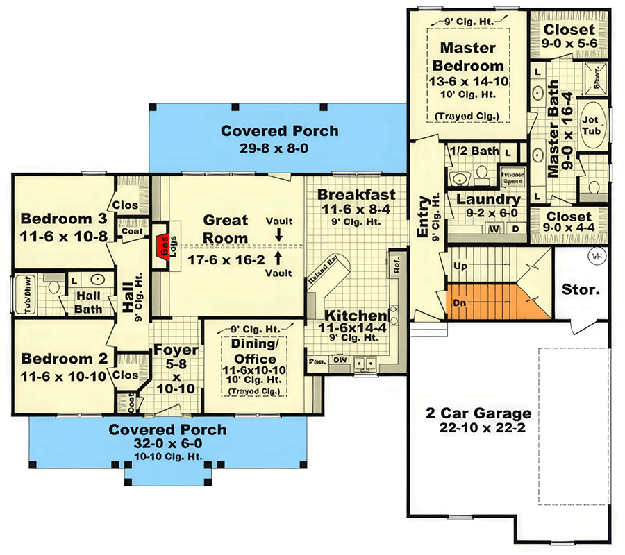 Plan 51294MM: Elegant Modern Farmhouse House Plan with Split Bedrooms and Bonus - Floor Plan - Main Level - Country, New American, Traditional